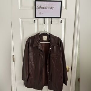 Brown fake leather jacket